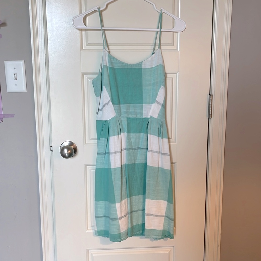 Old Navy sundress, XS, mint and white, cotton with adjustable straps
